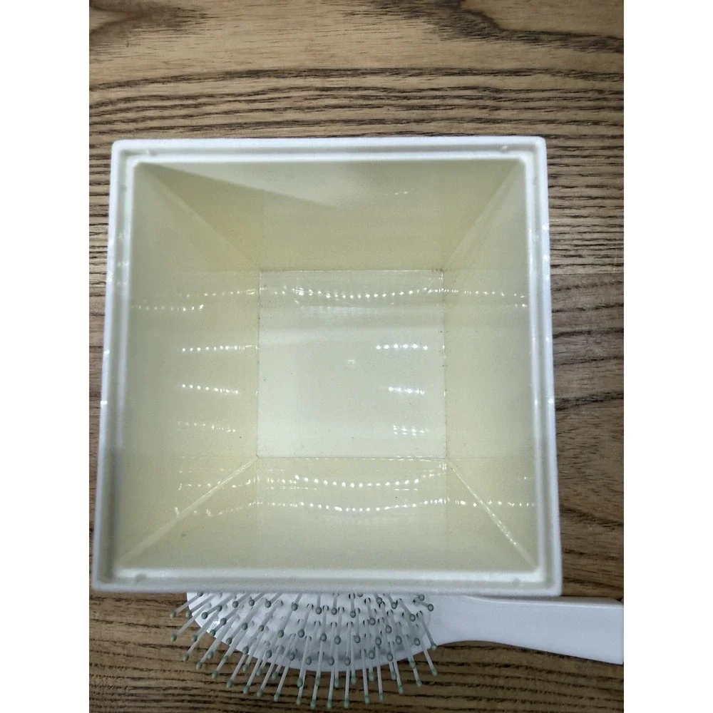 Vtg CLINIQUE Set of 3 Travel Hair Comb Mirror & Brush White W/ Holder
